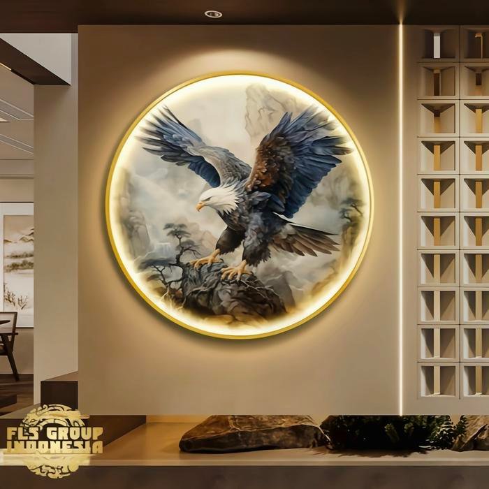 Painting Led Orient Eagle (Forest) Frame Gold set
