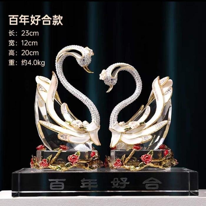 Crystal Swan Bai Nian Hao He uk.23x12x20cm est.4kg