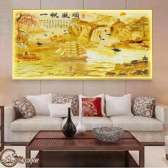 Painting LED Yi Fan Feng Shun Gold (Horizontal) Frame Gold set