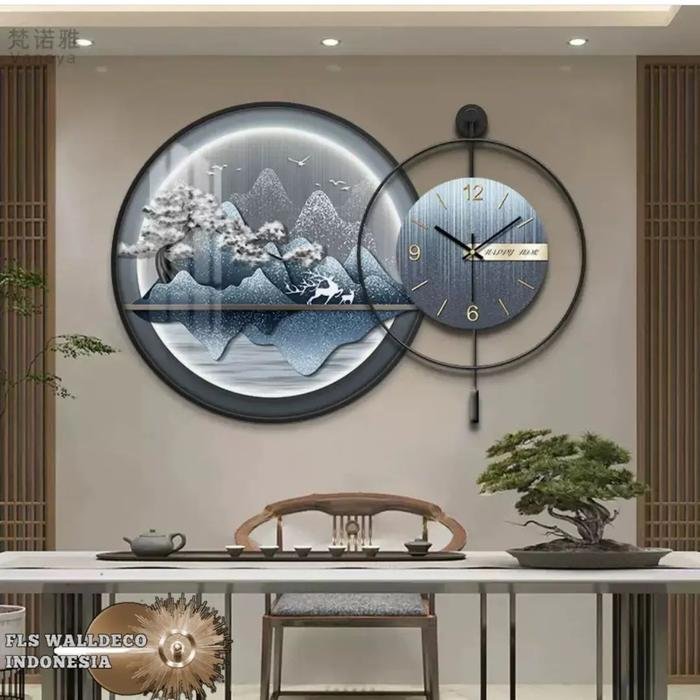 Wall Deco Clock Blue Lagoon Deer