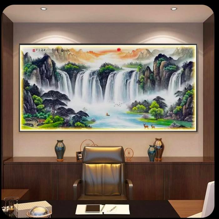 Painting LED Sansui Waterfall Scenery