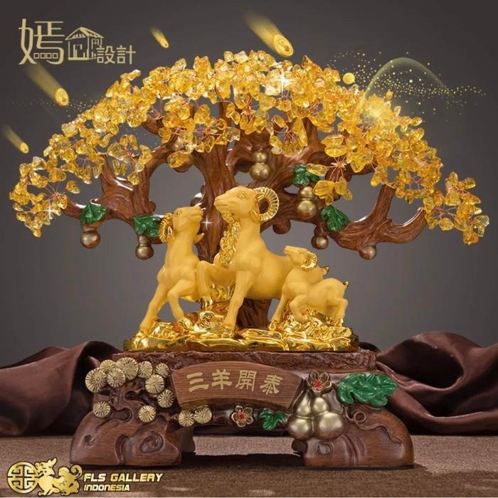 Citrine Tree San Yang Kai Thai 39cm (Kambing)