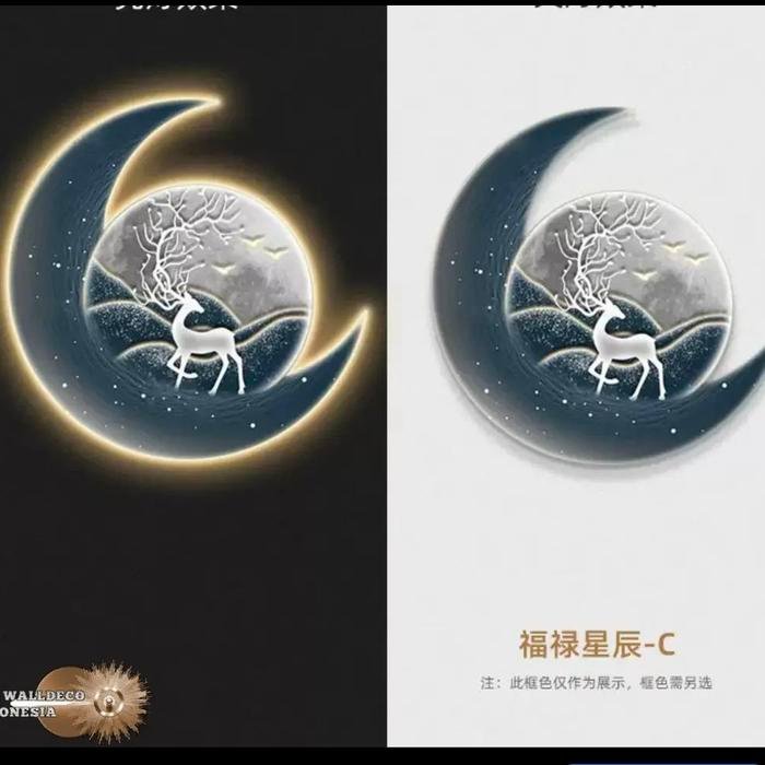 Wall deco Moon Star Deer hiasan dinding remote