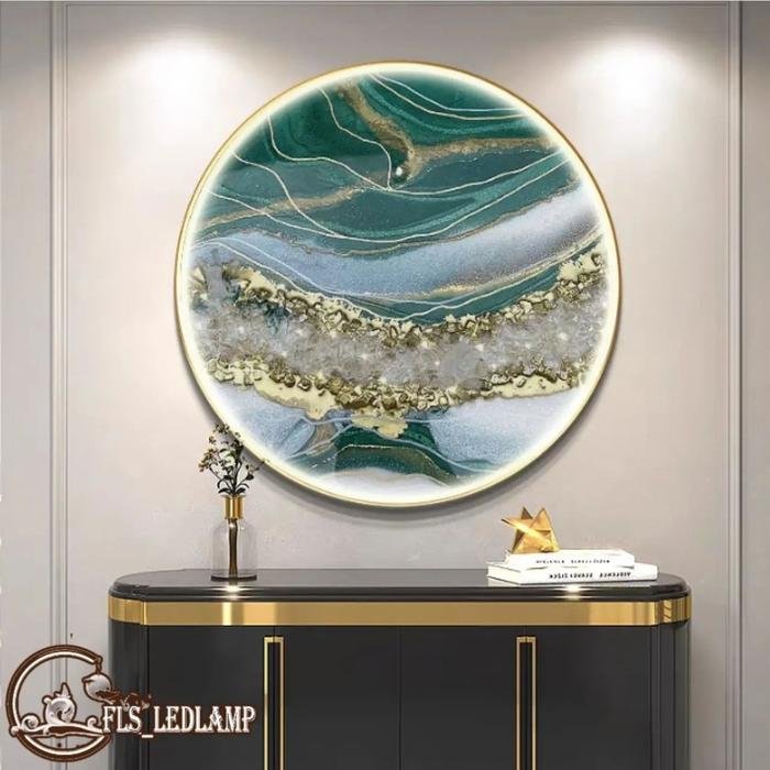 Painting LED Emerald Marbles 3D Gold frame set