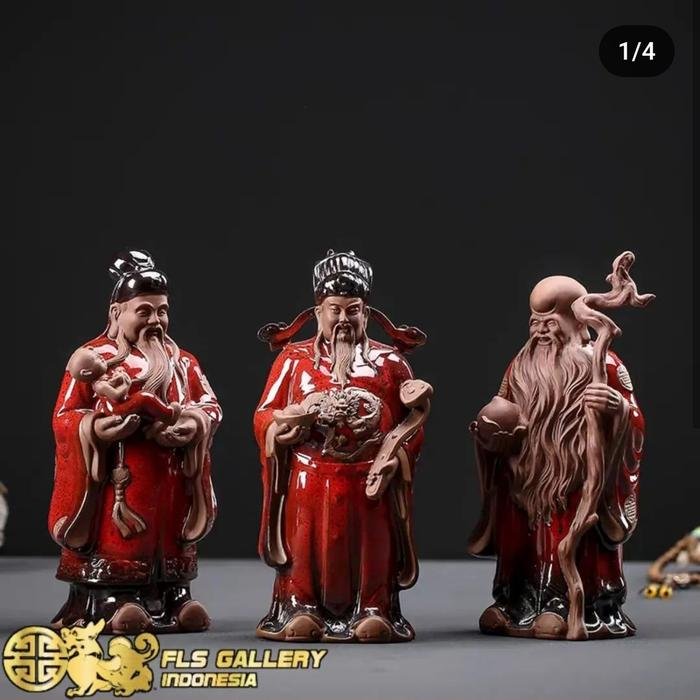 Dehua Crimson Fu Lu Shou set