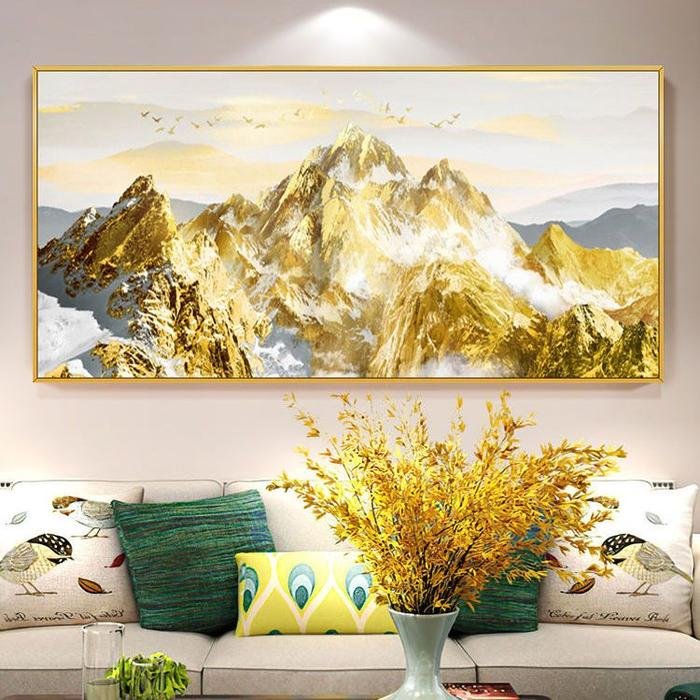 Painting LED Golden Mountain Scenery Frame Gold set