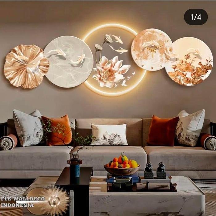 Wall Deco Floral Ponds Koi (Oren) Clock LED