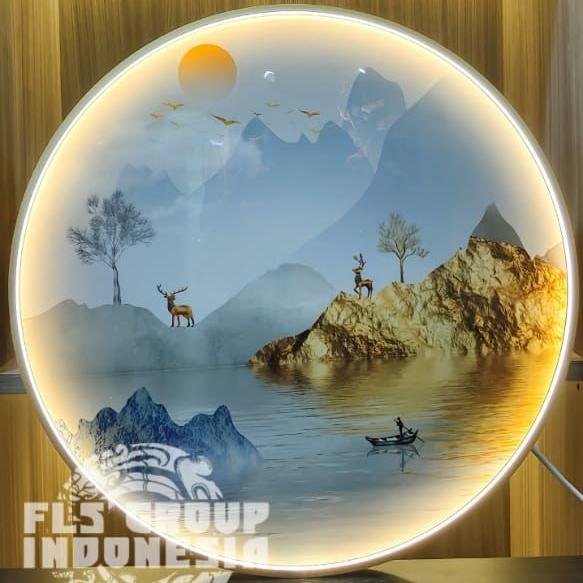 Painting LED Golden San Sui Scenery Frame Gold set