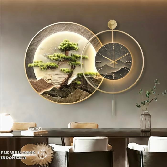 Jam Dinding Wall Deco 2 in 1 scenery center