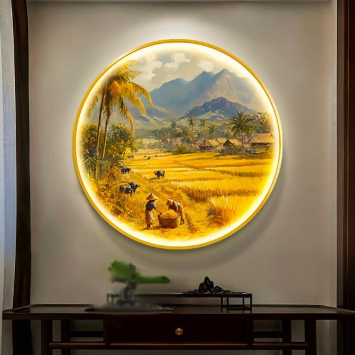 Painting LED Panen Raya (Hasil Melimpah) Gold frame set