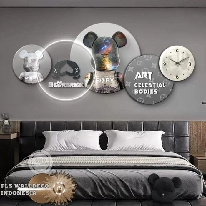 Wall Deco Be@rbrick LED + Clock Art