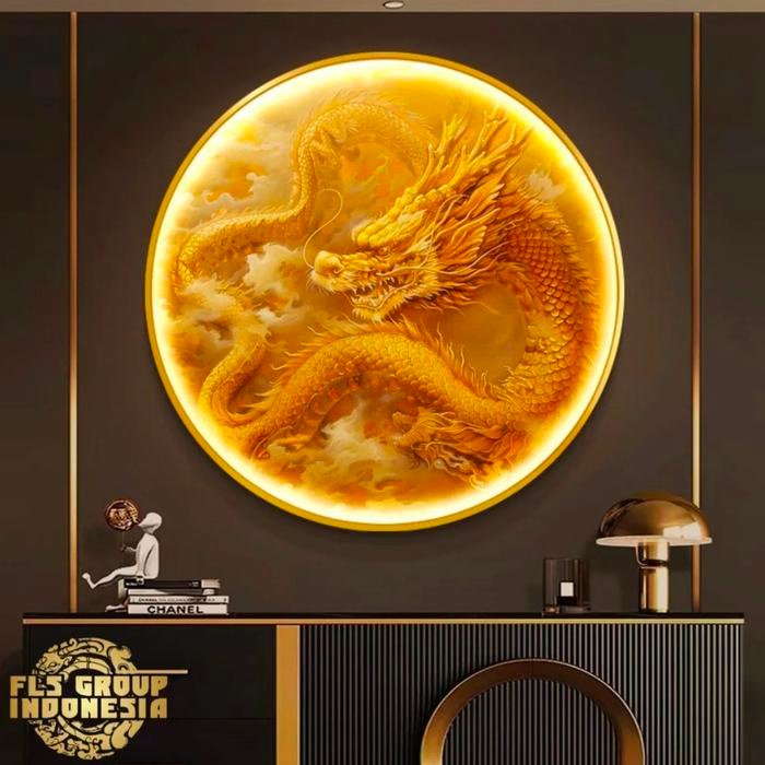 Painting Led Orient Golden Dragon A Frame Gold set