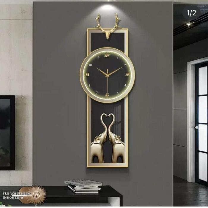 Wall Deco Duo Elephant Clock