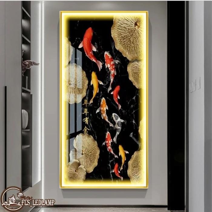 Painting LED 9Koi's Black Gold NNYY Vertikal Frame Gold