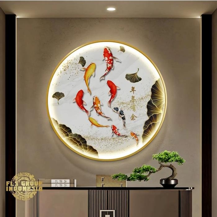 FLS Painting LED Fengshui Nian Nian You Yu (White Gold) set