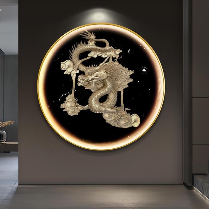 Painting LED Cosmic Gold Dragon 120cm Frame Gold + Remote Control