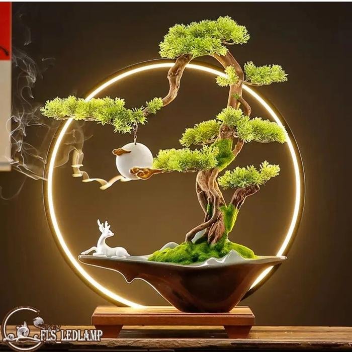 Bonsai Scenery LED White Deer Set