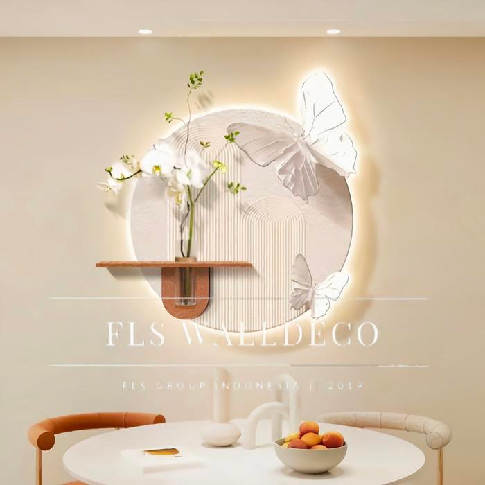 Wall Deco Butterfly and vase 60x60cm