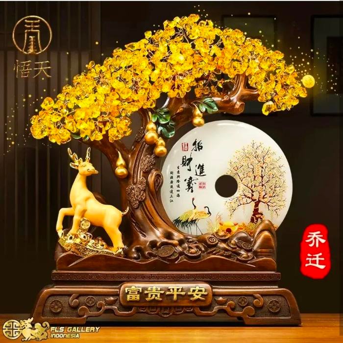 Citrine Crystal Fu Gui Ping An uk.36x15x40cm