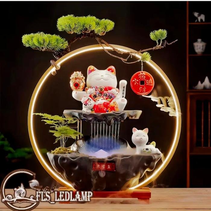 Fountain LED Lucky Cat set uk.50x15x52cm