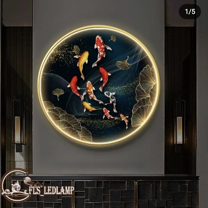 Painting LED 9 Koi's Harmony Gold frame set