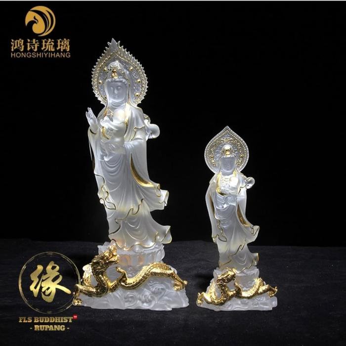 Liu Li Song Zi Guan Yin (crystal) uk.11x14x32cm