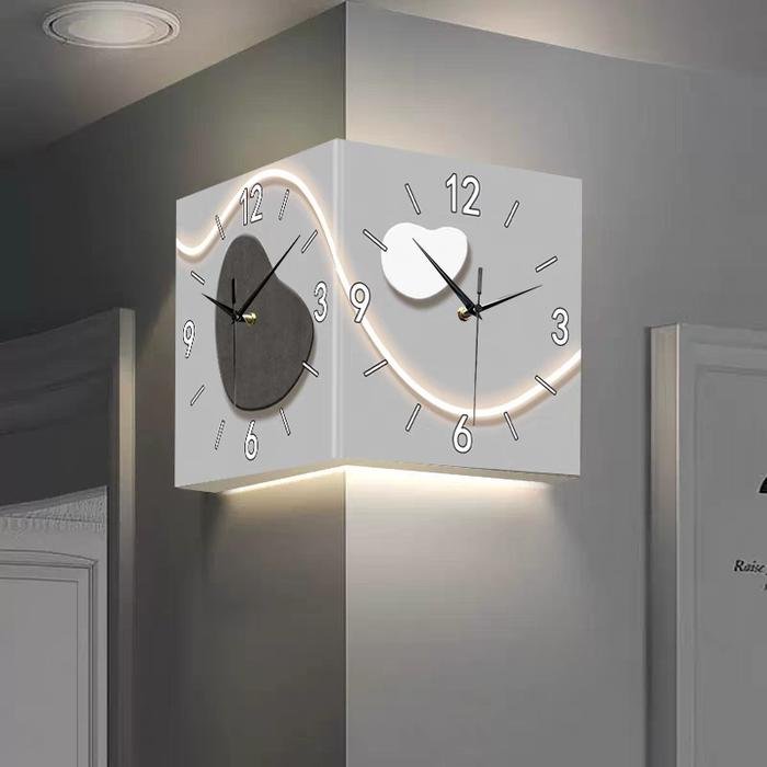 Wall Deco Jam Corner Jam Sudut Led Black 30CM X 30CM