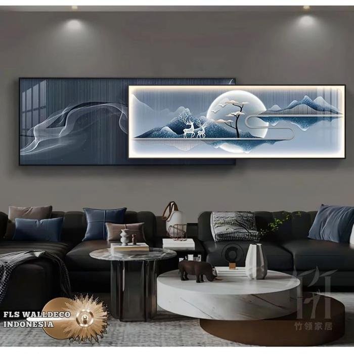 Wall Deco 2 Layers Deco Snow Deer(180x75cm + 180cmx60cm)+Led
