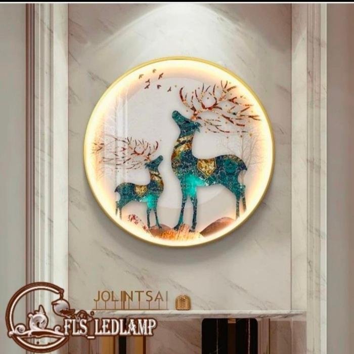 Painting Led 2 Rusa 100cm gold remote control