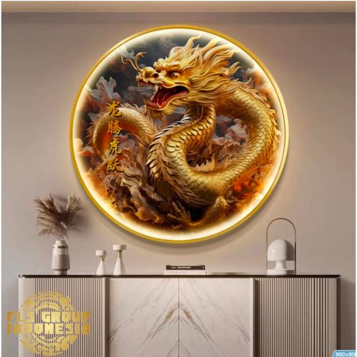 Painting Led Orient Golden Dragon B Frame Gold set