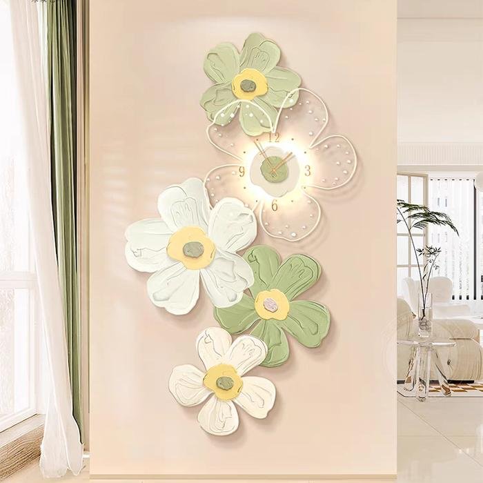 Wall Deco White Green Petals LED