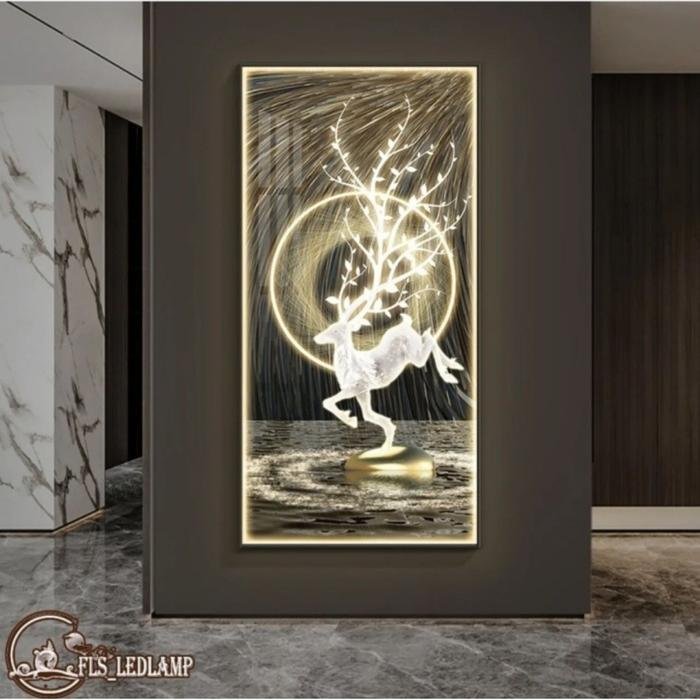 Painting LED Lumina Rain Deer Frame Gold set
