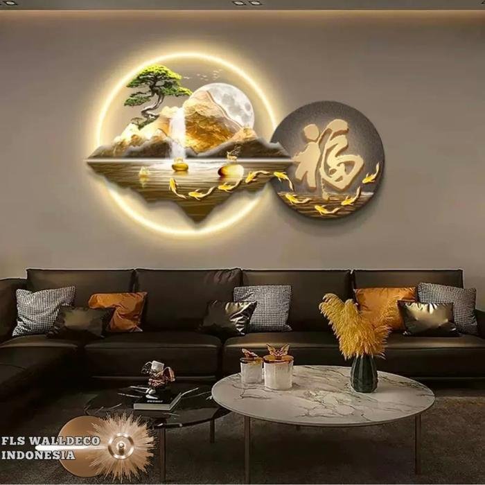 Wall Deco 9 Koi's Scenery "FU"