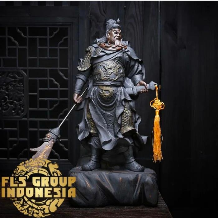 Porcelain Hitam Emas Dehua Guan Gong uk.28x22x56cm