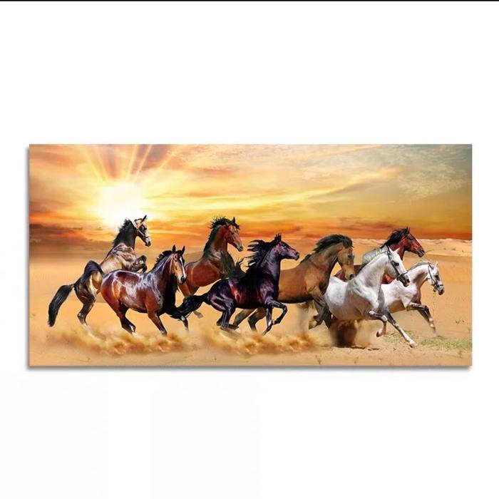 Painting LED 8 Horses Frame Gold set