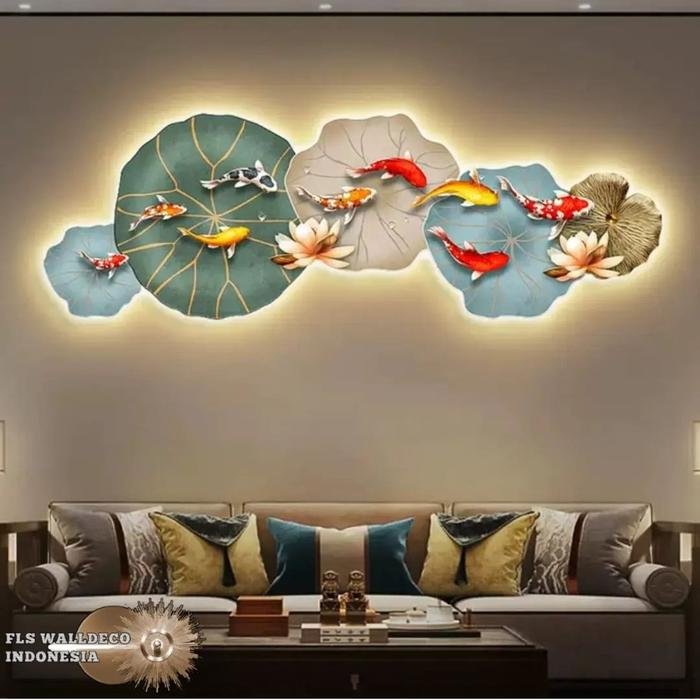 Wall Deco 9 Koi's Lotus Ponds Vertikal LED (color)