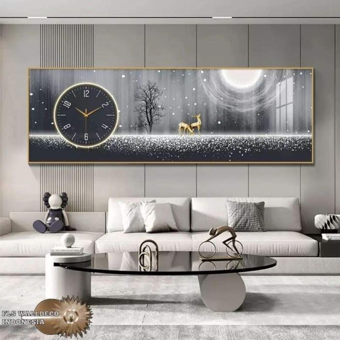 Wall Deco Rect Deer Clock set