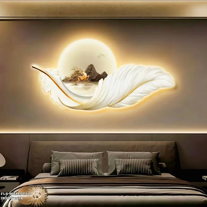 Wall Deco Led Hiasan Dinding Deer Feather