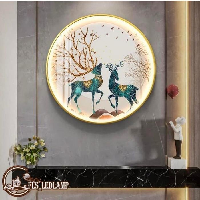 Painting LED Shuang Lu 2 Frame Gold 100cm + Remote
