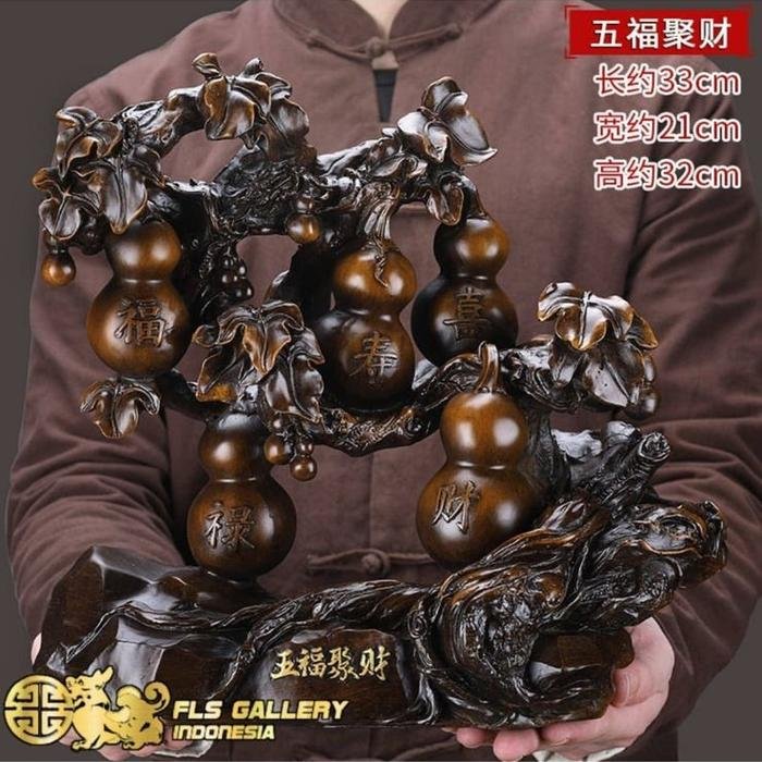 Pajangan Fengshui Wu Fu Ling Men (5 Hulou) 35cm
