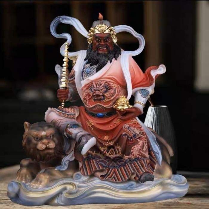 Patung Zhao Gong Ming (Marmer Giok) 16Inch/40cm Red