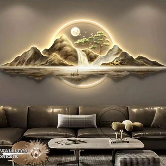 Wall Deco mountain and moon scene set