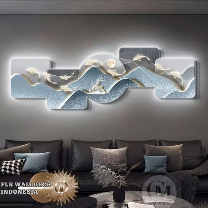 Wall Deco Blue Mountain Deer and Fish