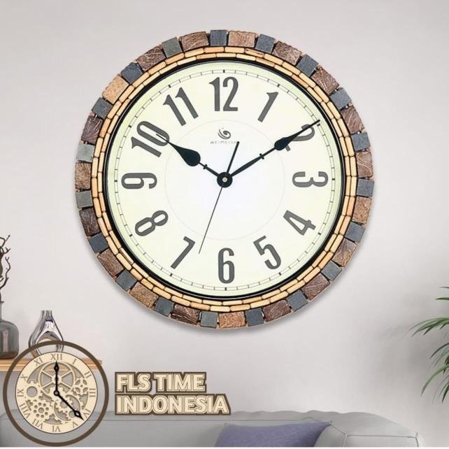 Jam Dinding natural round 46x46cm