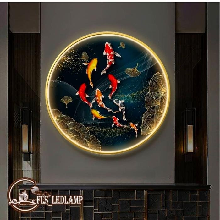 Painting LED 9 Yu Chen Xiang uk.100cm Frame Gold Remote control