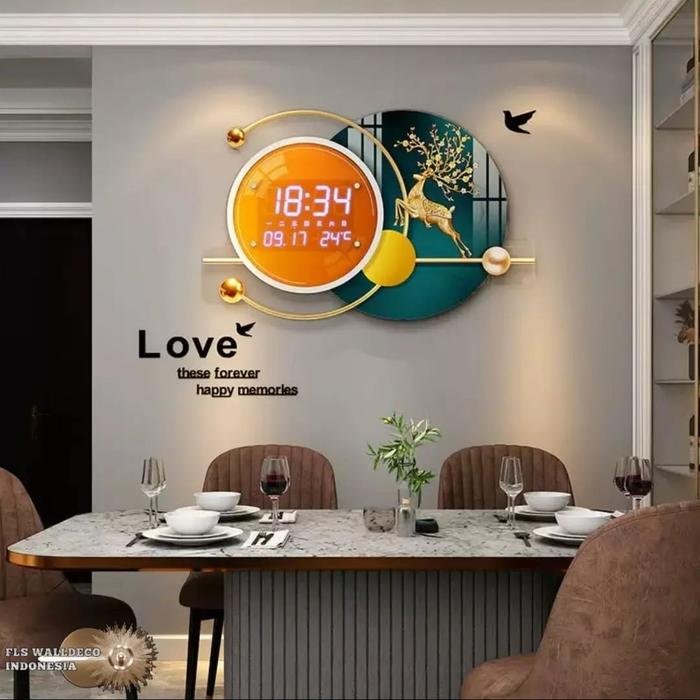 Jam dinding sika deer digital clock