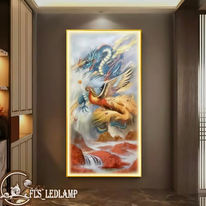 Painting Led Dragon Phoenix Vertical