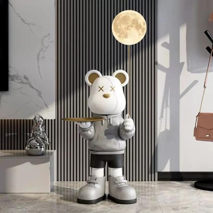 Grey Hoodie Bear LED Ornament uk 48x36x113cm
