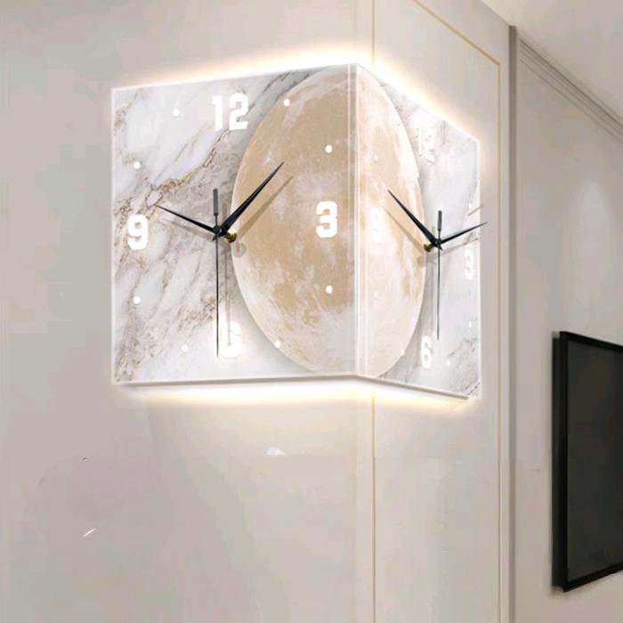 Wall Deco Jam Corner Jam Sudut Led Moon 30CM X 30CM