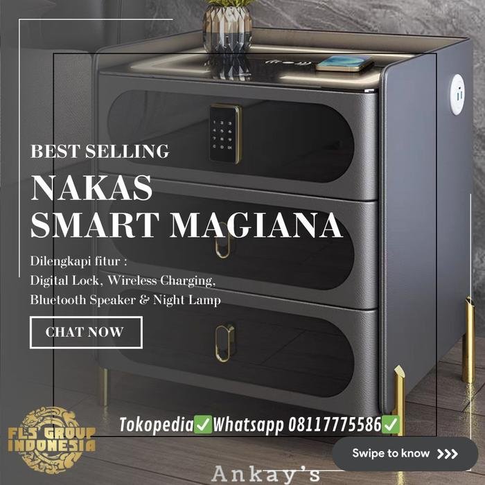 Magiana Safe BedTable (Digital Lock& WirelessCharge) uk.50x40x60
